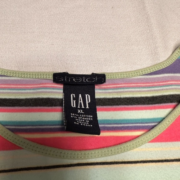 GAP. Multicolored striped, crew neck, long sleeve tee. - Picture 3 of 4
